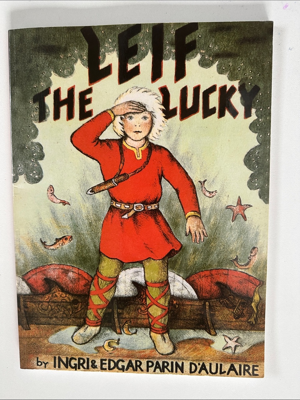 Red Leif the Lucky Kids Book Cover Print by